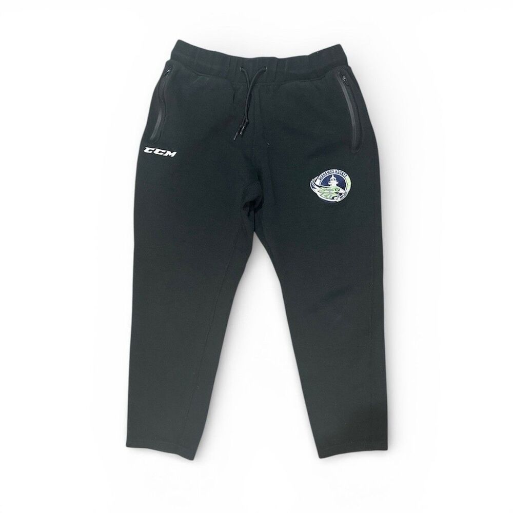 CCM Jogger Youth M Black Fleece Sweatpants Hockey Tactical Dry Seahawks Cape Cod